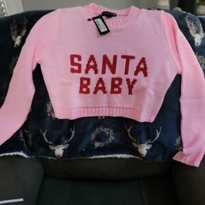 Brand new PrettyLittleThing Santa Baby cropped sweater.